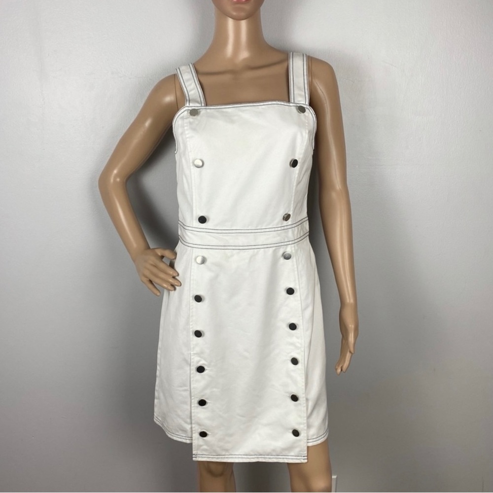 BLDWN WHITE BUTTON FRONT DENIM MINI DRESS - Picture 2 of 13